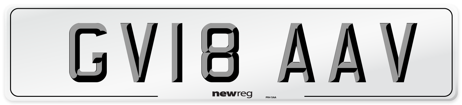 GV18 AAV Number Plate from New Reg